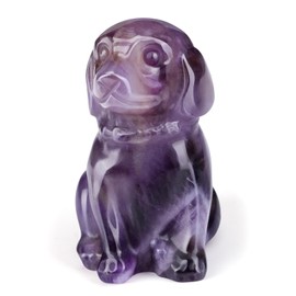 Jovivi Amethyst Crystal Dog Ornament Figurine Gifts for Women,1.5" Cute Mini Purple Healing Crystal Puppy Dog Gifts for Dog lovers Home Desk Ornaments