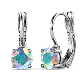 Cate & Chloe Lyric 18k White Gold Opal Drop Earrings with Crystal Opal Stones, Elegant Dangle Jewelry for Women, Gift for Her