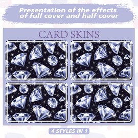 Peacoblue Credit Card Skin Sticker Cover Diamonds Waterproof Scratch-Resistant and Attractive Card Skin Custom 4 Styles for Credit, Debit, Transport Card