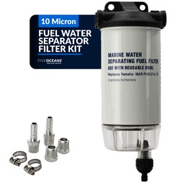 Five Oceans Fuel Water Separator Filter - Outboard Fuel Filter with 3/8-inch Barb x 1/4-inch NPT Fitting, Replaces# Yamaha MAR-FUELF-IL-TR, 18-7866 for Marine Yamaha Outboard Motor - FO3667