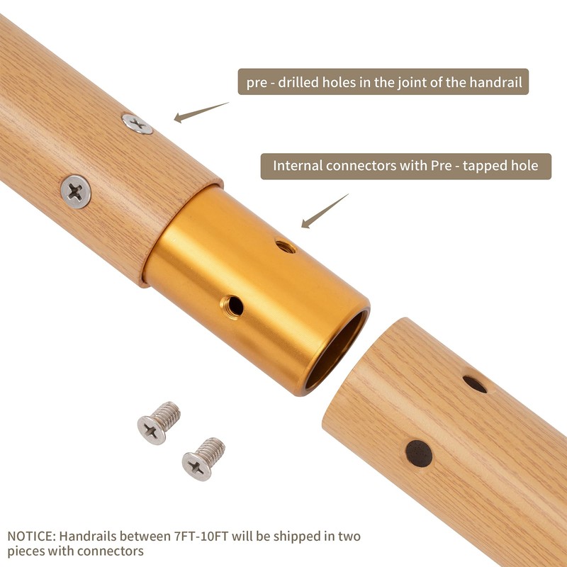 8 FT Handrails for indoor&outdoor stairs,deck,slope,Modern Aluminum Handrail Set, Wall-Mounted