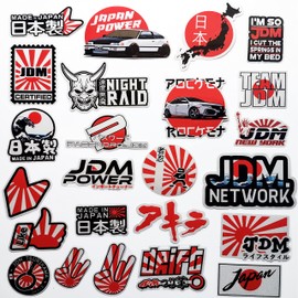 46Pcs Funny JDM Car Stickers Japan Flag Rising Sun Rear Window Stickers Japanese Kanji Graphics Motorcycle Helmet Decals