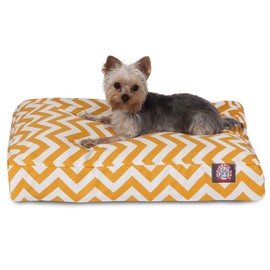 Majestic Pet Chevron Rectangle Dog Bed Washable – Non Slip Comfy Pet Bed – Crate Bed with Removable Washable Cover – Kennel Bed for Sleeping, Polyester Fiber, Small, Yellow