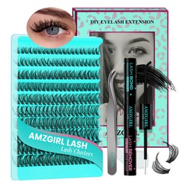 Wispy Clusters Lash Clusters Kit 200PCS 50D Eyelash Extension Kit D Curl DIY Lashes Extensions Kit Natural Individual Lashes Kit with Lash Bond and Remover Eyelash Tweezer at Home