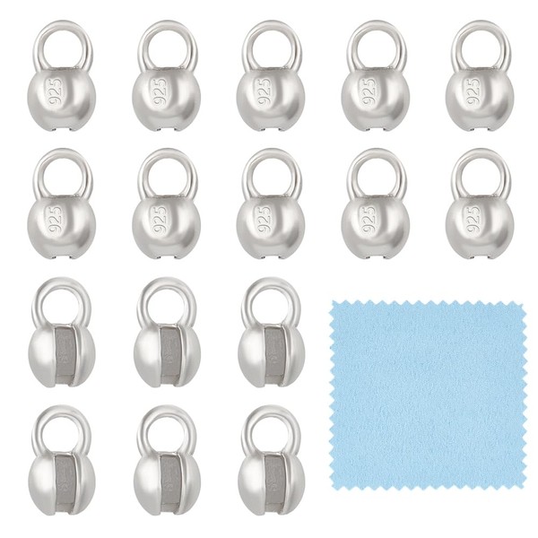 BENECREAT 10Pcs 925 Sterling Silver Crimp Cover Beads, 5x3.2mm Round