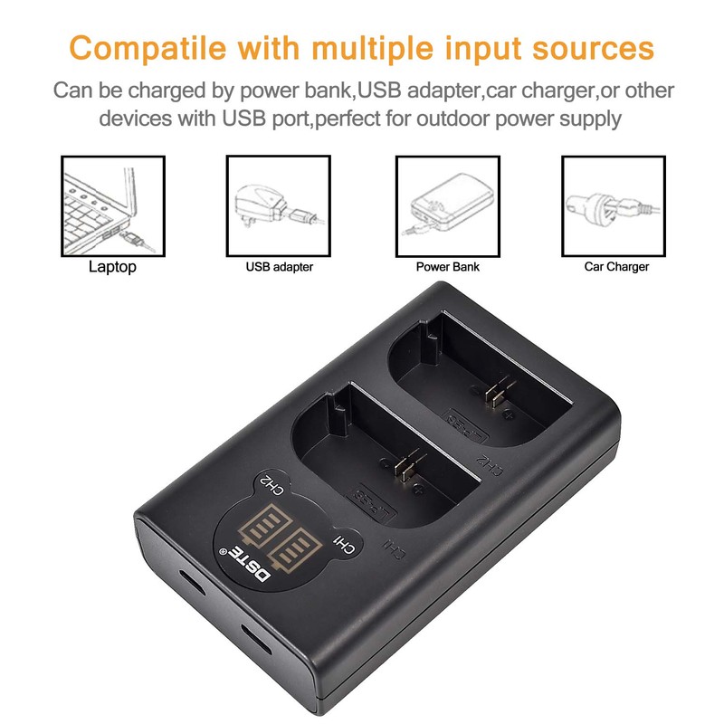 DSTE Replacement for 2X LP-E6 + Dual LCD Charger Compatible