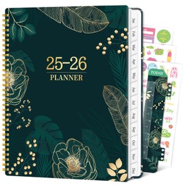 2025-2026 Planner Weekly and Monthly, Jul 2025 - Jun 2026, 8.5" x 11" Academic Planner with Tabs, Large Hardcover Agenda Planners with Spiral Binding, Green