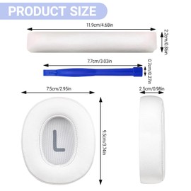 1 Pair Replacement Earpads and 1 Headband for JBL Tune 700(700BT)/710(710BT)/720(720BT)/750(750BT,750BTNC)/760(760NC)/770(770NC) Headphones with Memory Foam Easy Installation (PU White)