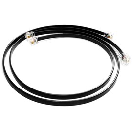 RetailAndBulk (2 Pack) 2.5 Foot Telephone Cord, Professional Grade Made in USA, 6P4C Male RJ11 Plugs with 50 Micron Gold Contacts, Pure Copper Wire Phone Line Cable (30 Inches, Black)