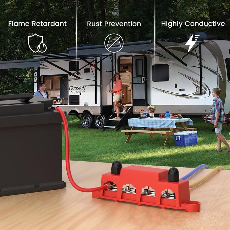 APIELE Bus Bar 12V 250A Power Distribution Block with Cover,