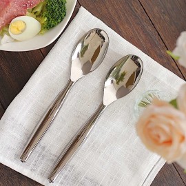 CraftsnFavors 10 SILVER 10" Heavy Duty Plastic Large Serving SPOONS Party Events Tableware