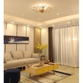 Garwarm Vintage Crystal Chandeliers Ceiling Lights Crystal Pendant Lighting Ceiling Light Fixtures Chandeliers Lighting for Living Room Bedroom Restaurant Porch Chandelier (5 Light,Gold)