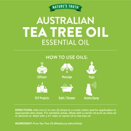 Nature's Truth Tea Tree Oil Pure | 2 oz | for Skin, Diffuser, and Aromatherapy | Australian Tea Tree Essential Oil | Non-GMO & Gluten Free
