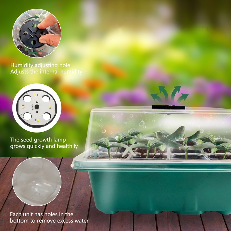 12 Hole Plant Lamp Set with LED Grow Lamp Seedling