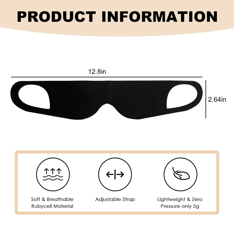 PureSphere Zero Pressure Sleep Mask, Ear Hanging Lightweight Breathable Blackout