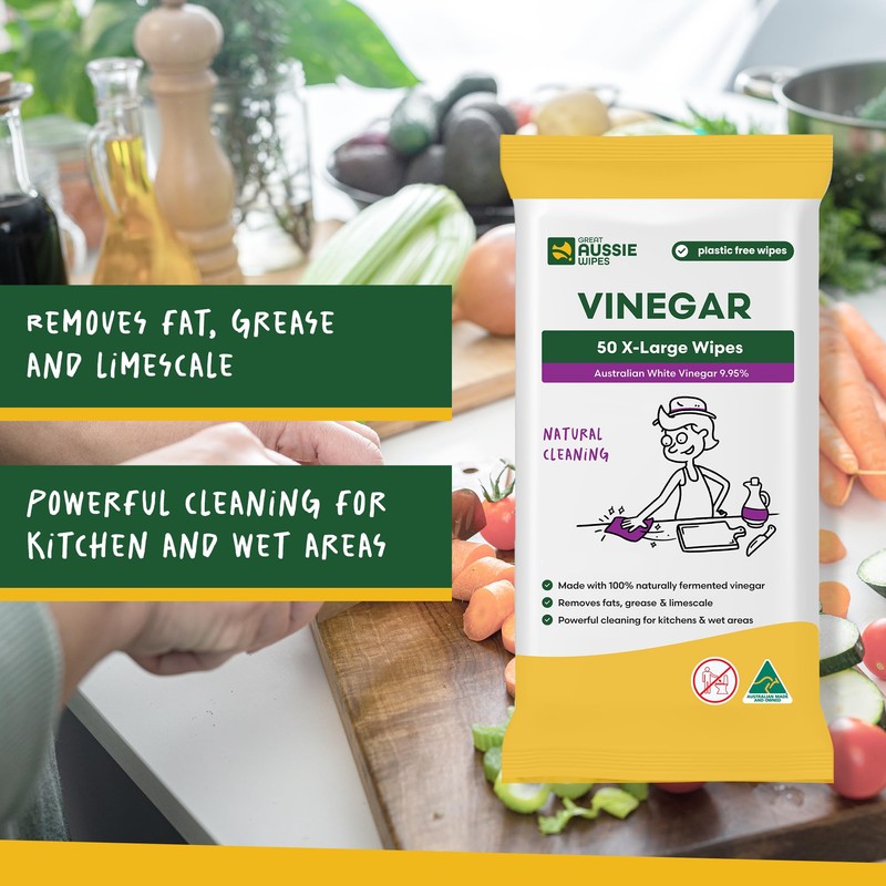 Great Aussie Wipes Vinegar Wipes for Cleaning - Kitchen Wipes