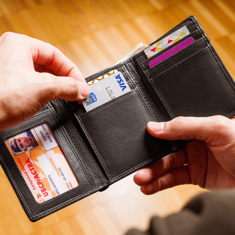 ID Stronghold Men's Leather Trifold Wallet - RFID Blocking -