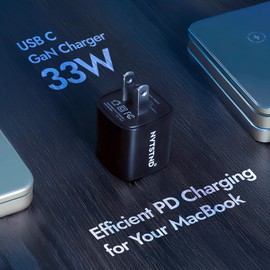 NYTSTND 33W USB-C PD GaN Power Adapter - Wall Charger, Minimalist, Portable Charger for USB-C Enabled Devices, Fast Charging (Black)