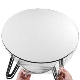 EHRGK Clear Round Vinyl Fitted Tablecloth,Waterproof Clear Table Cover Protector with Elastic Edge,Round Plastic Tablecloth Protector,Oil-Proof Table Cloth (Fit for 56" Diameter Round Table)