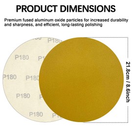 WYXDSDEV 9 Inch Drywall Sanding Discs, 15 Pcs 180 Grit High-Performance Sandpaper Discs with Hook & Loop Backing for Wall Cleaning and Polishing