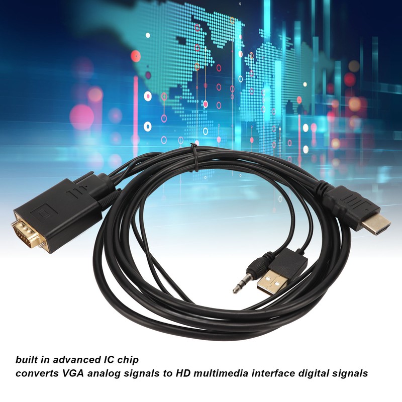 VGA to HD Multimedia Interface Adapter Cable with Power and