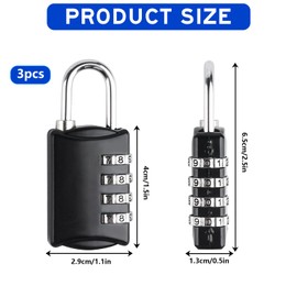 Combination Padlocks, 3 Pcs 4 Digit Locker Padlock, Combination Lock, Small Padlock, Zinc Alloy Outdoor Locker Security Padlocks for School Gym Locker Gate Door Shed Fence Garage Padlocks