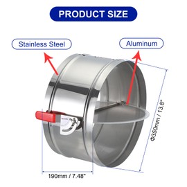 PATIKIL HVAC Duct Manual Volume Backdraft Damper, 14 Inch, Airflow Ducting Branch Vent Damper Air Control Valve, Adjustment Handle Stainless Steel, for HVAC