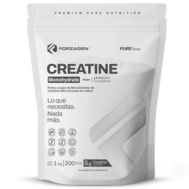 Forzagen Pure Series - Creatina Monohidratada Micronizada (1 kg) - 200 Servicios de 5g - Pürest Creatine™, Sin Sabor, Alta Solubilidad, Kosher, Vegana, Keto Friendly, Libre de Rellenos y Gluten.