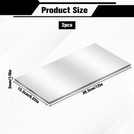 2 Pack 6061 Aluminum Sheet Metal 6 x 12 x 1/8 Inch, Aluminum Plates Covered with Protective Film 3MM Thick Flat Plain Panel Plate Solid Metal Sheet Plate for Crafting, Industry