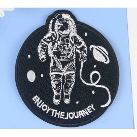 Unbranded astronaut enjoy the journey W3.4"XH3.8" Embroidered Sew Iron On patch 3453