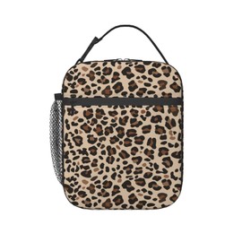 MDMEI Leopard Print Lunch Bag for Teen Girls Women Insulated Reusable Cooler Square Cheetah Lunch Box Bag for School Work Outdoor
