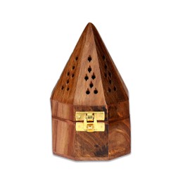 Bless-International Traditional-Handmade-Burner Wooden-Incense-Stick-Holder Ash-Catcher-Stand for-Aromatherapy-Meditation-Yoga (5 Inch Octa Temple Wooden Charcoal/Cone)