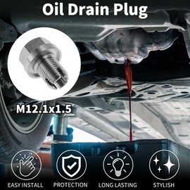 X AUTOHAUX M12.1x1.5 Oil Drain Plug Stainless Steel Oil Pan Drain Bolt Screw Thread Repair 1 x Drain Plug 1 x Hex Wrench 2 x Green Washers 1 x Black Washer