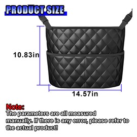 UHANBUT Car Net Pocket Handbag Holder Between Seats, Large Capacity Storage Bag for Front Seats, Leather Car Organizer Backseat Barrier for Kids Pet, Handbag Organizer Pocket Car Console Purse Holder