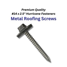 EAGLE 1 Metal Roofing Screws: #14 x 2.5 Oversized Washer Metal Roofing Screws (100-Count), Type 17 Sharp Tip, 1" EPDM Washer/Includes 3/8" Magnetic Hex Bit Driver
