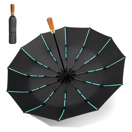 MidingChai Windproof Large Umbrella with 12 Ribs, Windproof XXL Large Umbrella for 2 People, Women and Men, Diameter 108 cm, Black