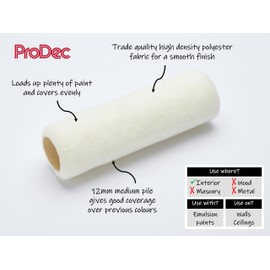 ProDec Contractor 9 inch x 1.75" 4 Piece Twin Medium Pile Polyester Paint Roller, Cage Frame and Tray Set for Painting with Emulsion Paints on Interior Walls and Ceilings, 9"