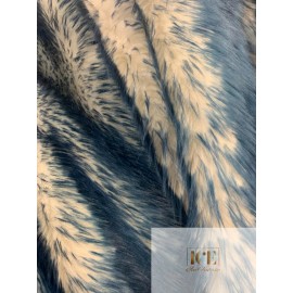 Navy Blue_ 2 Tone Fake Faux Fur Shaggy Long Pile - 64" Wide - Fabric By The Yard