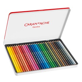 Caran d'Ache Swisscolor 30 Tin Set Water Soluble Colour Pencils Swiss Color NEW
