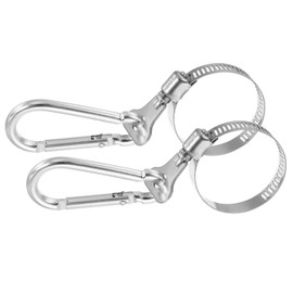 PATIKIL Adjustable Flagpole Clips 0.8-1.5 Inch, 2 Pcs Stainless Steel Flag Pole Clip Bracket Flagpole Rings with Hooks for House Garden Boat