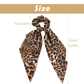 OHYER Scrunchies Hair Scrunchies Silk Invisibobble Scrunchie Hair Scrunchie Thick Hair Braid Holder Hair Bobbles Small Elastic Hair Bobbles Satin Hair Bobbles for Women Girls (Leopard Print, 37 x 10