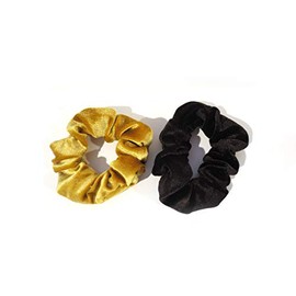 Twos Company Velvet Scrunchie Set of 2 Colors, Gold and Brown