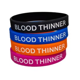 ZENRUIMING 4 Medical Alert Blood Thinner Silicone Bracelet, Blood Thinner Bracelet, adult, Silicone, pink, blue, black, and orange