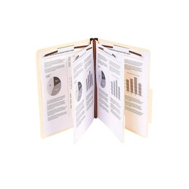 Staples 384872 Paperboard Classification Folders 2/5 Top Tab LTR 2 Div Manila 10/Bx