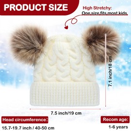 3 Pieces Toddler Kids Beanie Hat Winter Warm Pom Pom Beanie Cap Cute Knitted Hat for Girls Boys (Black, White, Khaki)