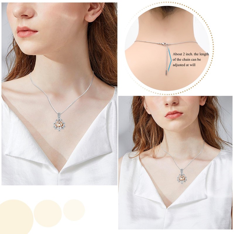 Oinsi Cremation Jewelry Lotus Shape Stainless Steel Memorial Necklace Inside