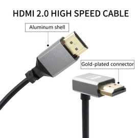 RIIEYOCA 90 Degree Up Angle UHD 4K HDMI Male to HDMI Male 18Gbps High Speed 2.0 Extender Coiled Cable Supports 4K@60Hz,1080p,ARC,3D,Stretchable to 1.5M/5FT