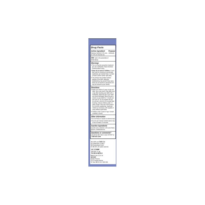 3M 70201400788 OMNI Gel Brush-On Fluoride, 0.4% Stannous Fluoride, Extra