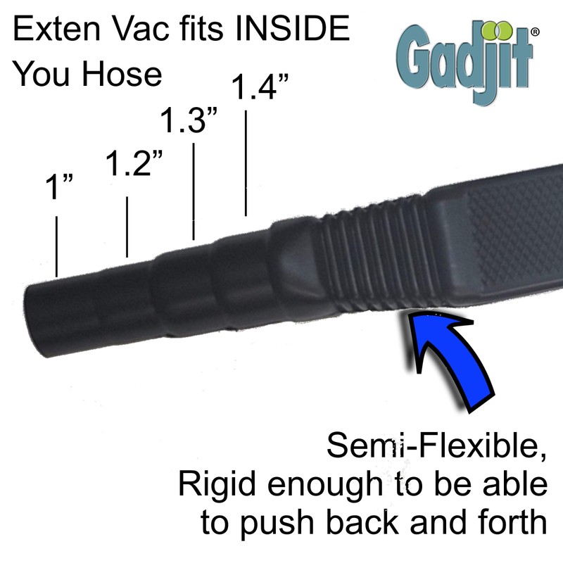 Gadjit Exten Vac Vacuum Extension Attachment, 36" reach, Black (Black)