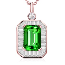 CREENCIA Valentines Day Gifts for Girlfriend, 925 Sterling Silver Necklaces for Women, 14K Rose Gold Square Jewel, Wife Necklace, Mothers Day Gifts for Mom, Perfect for Daughter Her, Cubic Zirconia,